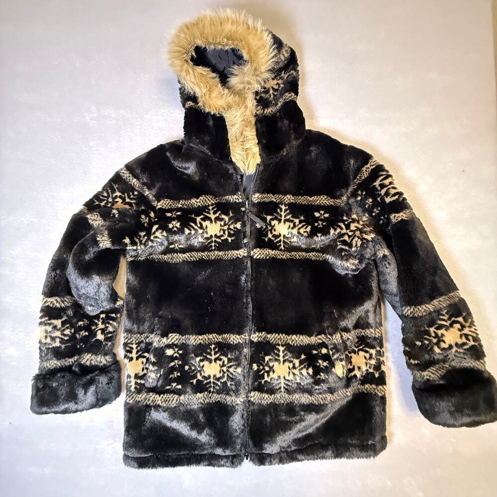 Guide Gear Faux Fur Snowflake Riversible Water Resistant Hooded Jacket, Size M